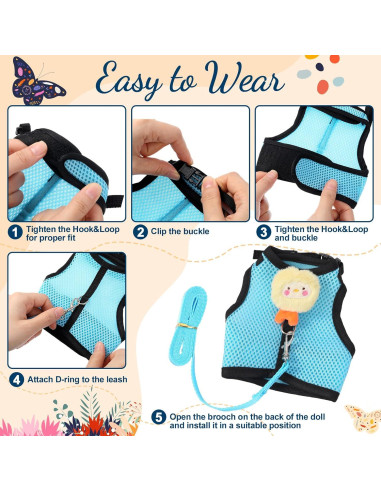 Conjunto Arnés y Correa para Conejos Bunnycool Azul Claro