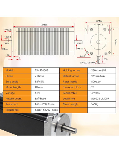 Kit Motor Paso a Paso Nema23 RATTMMOTOR 3 Ejes 2.98Nm USB Mach3