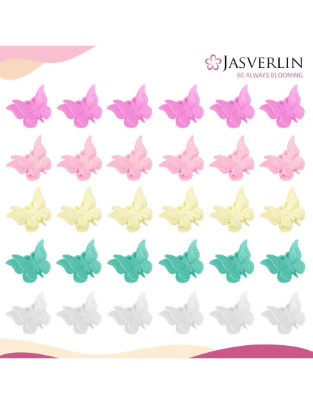 Pinzas para el cabello de mariposa JASVERLIN 50 pcs color bebé