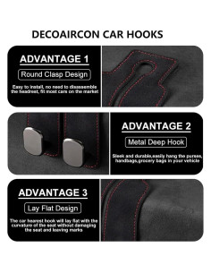 Gancho de Reposacabezas DECOAIRCON para Bolsos y Mochilas - Negro 2