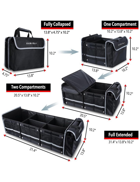 Organizador de Maletero Farasla con Bolsa Térmica Aislada 4-en-1