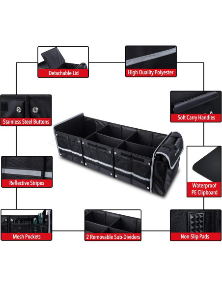 Organizador de Maletero Farasla con Bolsa Térmica Aislada 4-en-1