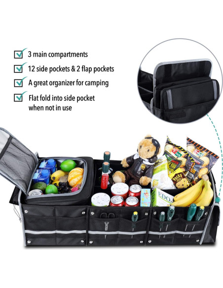 Organizador de Maletero Farasla con Bolsa Térmica Aislada 4-en-1