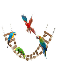 Juguete Puente Escalera para Aves Dnoifne 65 cm Madera Natural