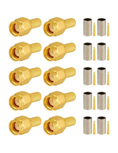 10 Conectores SMA Macho Crimp POBADY para RG58 RG400 50 Ohm 2