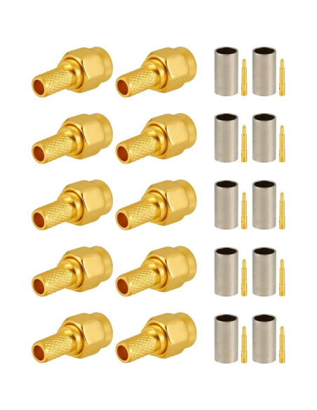 10 Conectores SMA Macho Crimp POBADY para RG58 RG400 50 Ohm