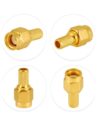 10 Conectores SMA Macho Crimp POBADY para RG58 RG400 50 Ohm
