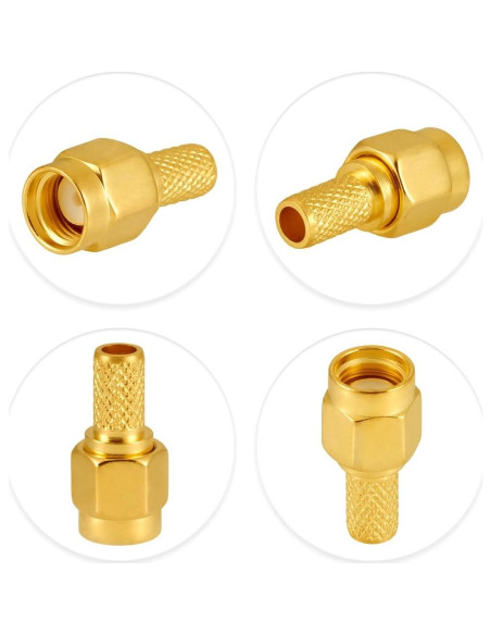 10 Conectores SMA Macho Crimp POBADY para RG58 RG400 50 Ohm