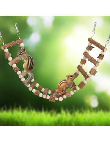 Juguete Puente Escalera para Aves Dnoifne 65 cm Madera Natural