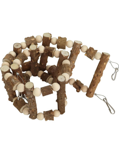 Juguete Puente Escalera para Aves Dnoifne 65 cm Madera Natural
