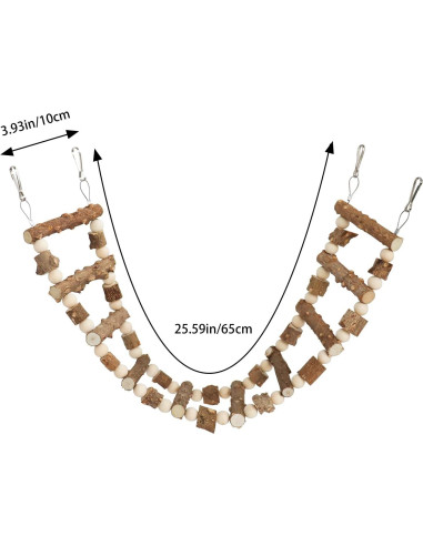 Juguete Puente Escalera para Aves Dnoifne 65 cm Madera Natural