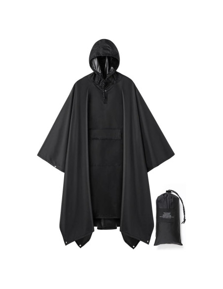 Poncho de Lluvia Impermeable Unisex con Capucha y Bolsillo