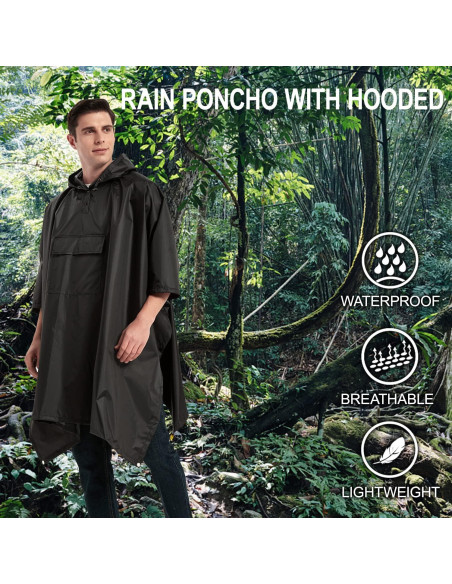 Poncho de Lluvia Impermeable Unisex con Capucha y Bolsillo