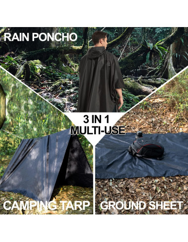 Poncho de Lluvia Impermeable Unisex con Capucha y Bolsillo