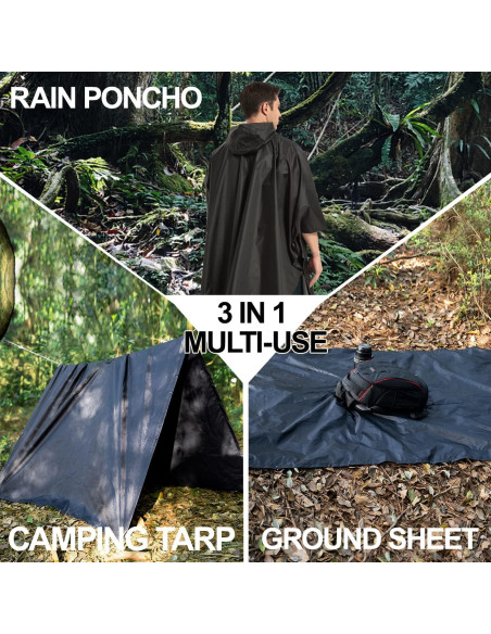 Poncho de Lluvia Impermeable Unisex con Capucha y Bolsillo