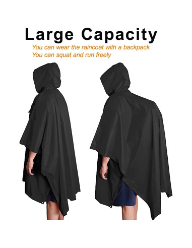 Poncho de Lluvia Impermeable Unisex con Capucha y Bolsillo