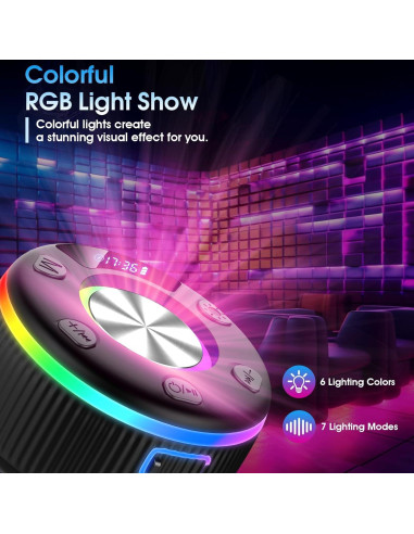 Altavoz Bluetooth Impermeable Xuevcn Q90B con Ventosa y Luces RGB