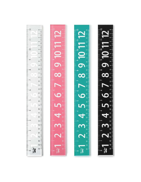 Reglas de plástico Mr. Pen 30 cm - Paquete de 4 coloridas