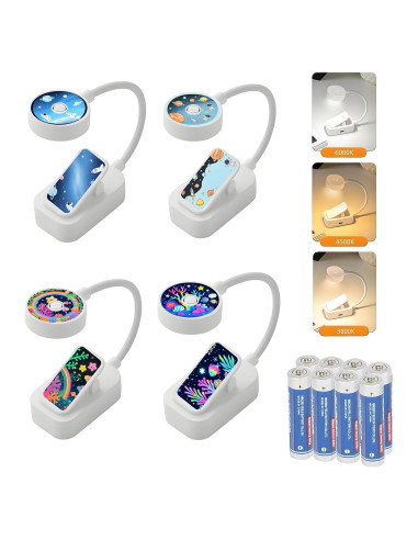 Paquete de 4 luces de lectura Darlur con clip y brillo ajustable