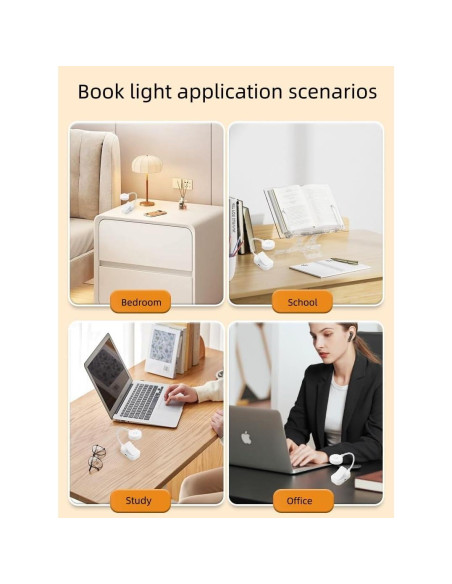 Paquete de 4 luces de lectura Darlur con clip y brillo ajustable