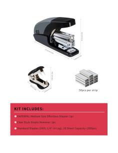 Grapadora Estándar Sin Esfuerzo PAPERPAL, Capacidad 20 Hojas, Negro 2
