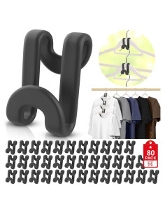 80 Ganchos Conectores para Perchas Besslly Ahorro Espacio Negro