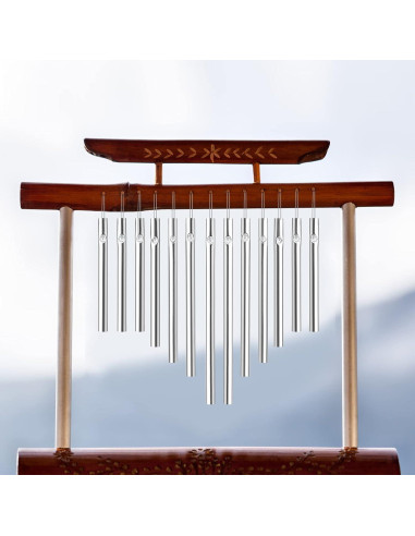 90 Tubos de Campana de Viento Sansheng para Jardín - Plata