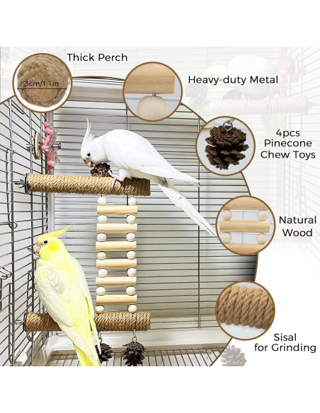 Escalera para Aves Jevnd con Juguetes de Piña 14x9x15.5cm
