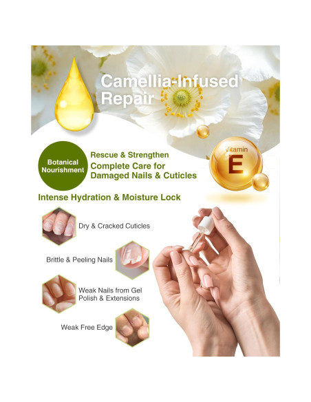 Aceite de Uñas y Cutículas EJW Camelia 14.79 ml - Hidratante Vegano