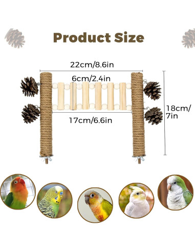 Escalera para Aves Jevnd con Juguetes de Piña 14x9x15.5cm