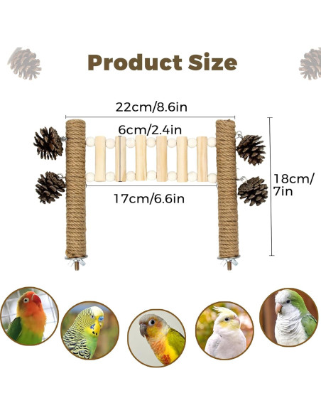 Escalera para Aves Jevnd con Juguetes de Piña 14x9x15.5cm