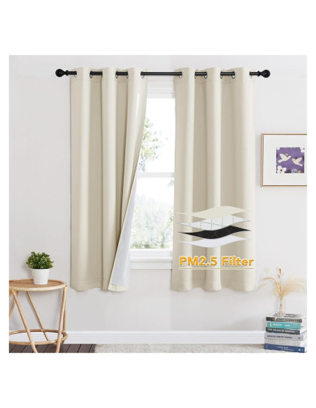 Cortinas Aislantes de Sonido RYB HOME 100% Opacas 2 Pcs Beige