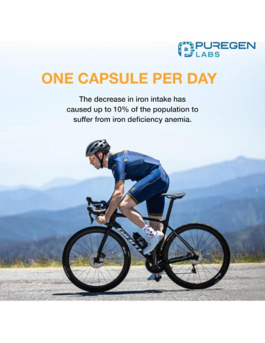 Suplemento de Hierro Sulfato Ferroso Puregen Labs 325 mg - 200 Tabletas