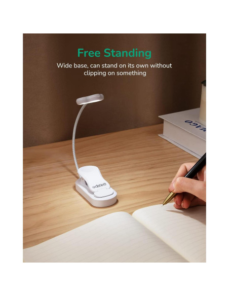 Luz de Libro EDISHINE LED Recargable USB 3 Modos Regulable Blanco