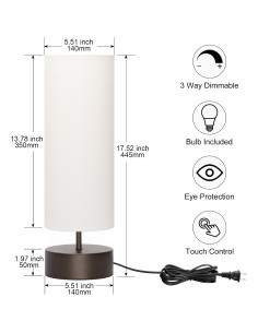 Lámpara de Mesa Táctil Regulable Seaside Village 445mm Beige 2