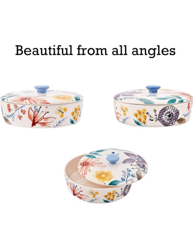 Calentador de Tortillas Cerámico Bico Sinfonía Flores 22.6 cm