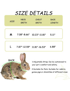 Arnés y Correa Ajustable WEWAYKGJ para Conejos Tamaño M 2