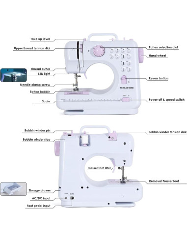 Máquina de Coser Amazon TYM MCJ-0084-SM Compacta con Kit 56 Piezas