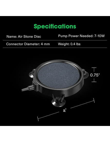 Disco de Piedra de Aire VIVOSUN 10 cm para Acuario y Hidroponía