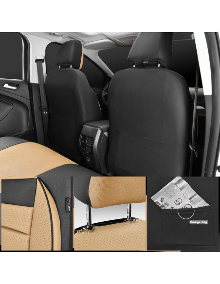 Fundas de Asiento de Coche CAR PASS Cuero Sintético Beige 2 Piezas