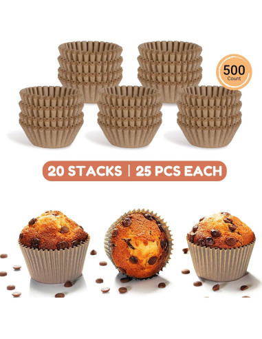 500 Forros de Papel para Cupcakes Mini Parmedu Naturales