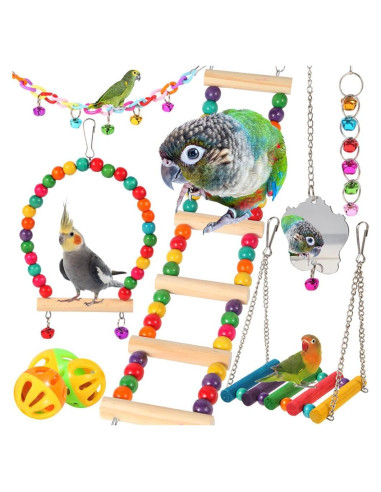 Juguetes para Aves YIXUND - 9 Piezas para Periquitos y Loros