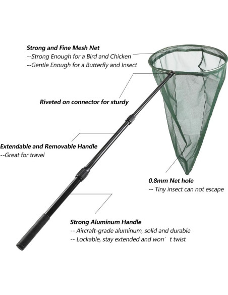 Red de Insectos y Mariposas RESTCLOUD Telescópica Verde 66 cm