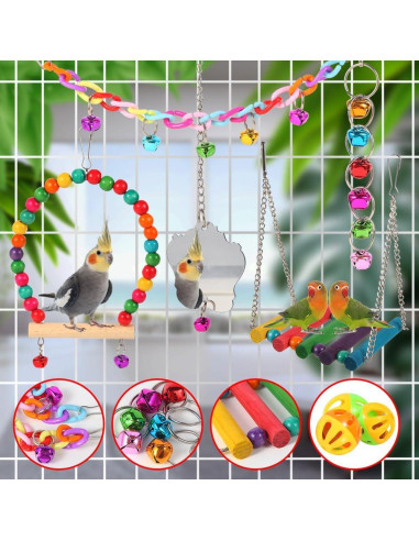 Juguetes para Aves YIXUND - 9 Piezas para Periquitos y Loros