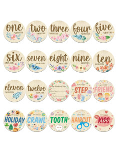 Tarjetas de Hitos Mensuales de Madera Threetols - 10 Piezas