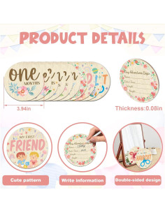 Tarjetas de Hitos Mensuales de Madera Threetols - 10 Piezas 2