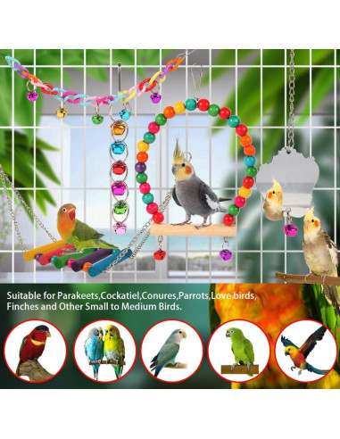 Juguetes para Aves YIXUND - 9 Piezas para Periquitos y Loros