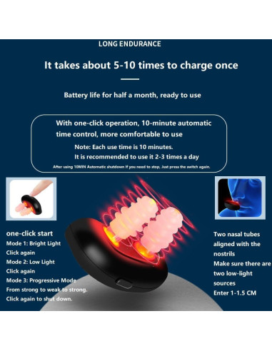 Dispositivo de Terapia Nasal Luz Roja 700nm - Alivio Rápido