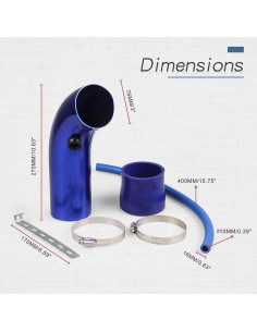 Tubería de Admisión de Aire Frío Sporacingrts 76mm Universal 2