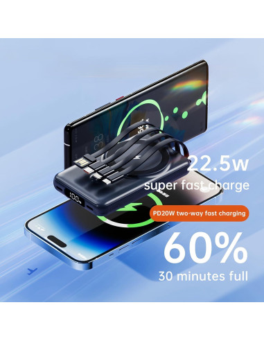 Banco de Energía Magnético RCHL 10000mAh Carga Rápida 22.5W